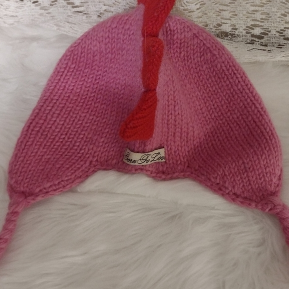 BORN TO LOVE Lined Pink Red Wool Winter Girls Hat Nepal - Picture 3 of 5